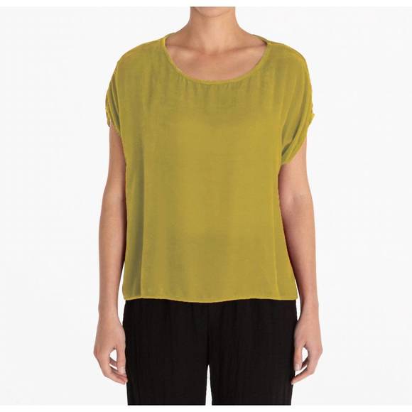 CUT LOOSE Tops - NEW CUT LOOSE velvet short sleeve hi lo top in cricket